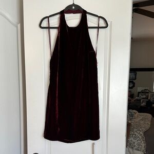 Reformation Velvet Backless Dress in Deep Burgundy